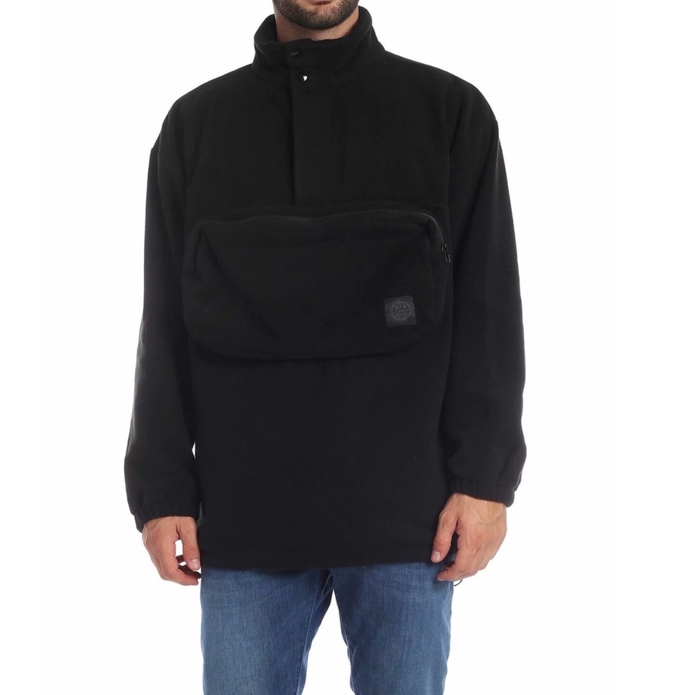 McQ Alexander McQueen Earth Force Fleece Pullover Mock Neck Utility Pouch Black